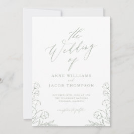 ミニマリストSage Green Greenery Boho 結婚フローラ 招待状