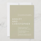 ミニマリストSage Green Isolated Names Photo 結婚's 招待状 (正面)