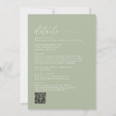 ミニマリストSage Green QRコードすべて結婚の 招待状 (裏面)