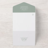 ミニマリストSage Green QRコードRSVP 結婚's オールインワン招待状 (外側)