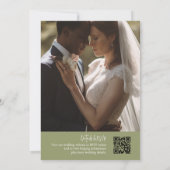 ミニマリストSage Green - QR – 写真と結婚の 招待状 (裏面)