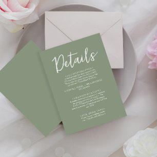 ミニマリストSage Green Script結婚の詳細 エンクロージャーカード