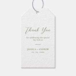 ミニマリストSage Green & White シンプル 結婚s ギフトタグ