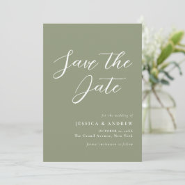 ミニマリストSage Green & White シンプル 結婚s セーブザデート