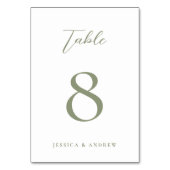 ミニマリストSage Green & White シンプル 結婚s テーブルナンバー (裏面)