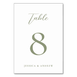 ミニマリストSage Green & White シンプル 結婚s テーブルナンバー