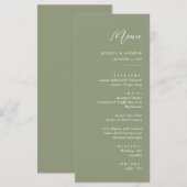 ミニマリストSage Green & White シンプル 結婚s メニュー (正面/裏面)