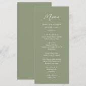 ミニマリストSage Green & White シンプル 結婚s メニュー (正面/裏面)