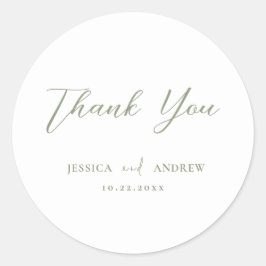 ミニマリストSage Green & White シンプル 結婚s ラウンドシール