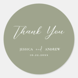 ミニマリストSage Green & White シンプル 結婚s ラウンドシール