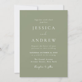 ミニマリストSage Green & White 結婚's 招待状