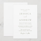 ミニマリストSage Green & White 結婚's 招待状 (正面/裏面)