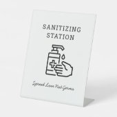ミニマリストSanitizer Sanitizing Station Sign 台座サイン (正面)
