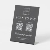 ミニマリストScan to PayロゴQRコード決済グレー 台座サイン (正面)
