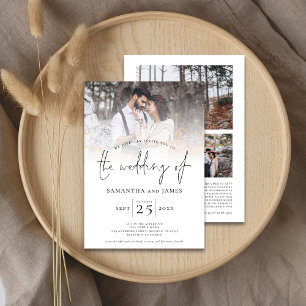 ミニマリストScript 4フォトQRコー結婚ド 招待状