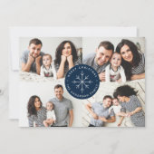 ミニマリストSnowflake Navy 4フォトコラージュ シーズンカード (正面)