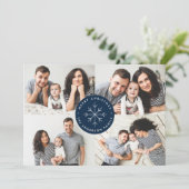 ミニマリストSnowflake Navy 4フォトコラージュ シーズンカード (スタンド正面)