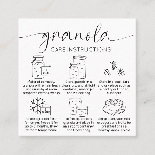 ミニマリストSour生地グラノーラの気に指示 スクエア名刺 (正面)