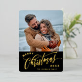 ミニマリストSparkleクリスマスフォト金ゴールド 箔シーズンカード (立ち正面)