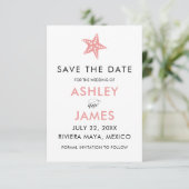 ミニマリストStarfish日付の結婚ピンクを保存 セーブザデート (スタンド正面)