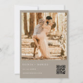 ミニマリストTaupe Boho QRコードフォト結婚ズ 招待状 (裏面)