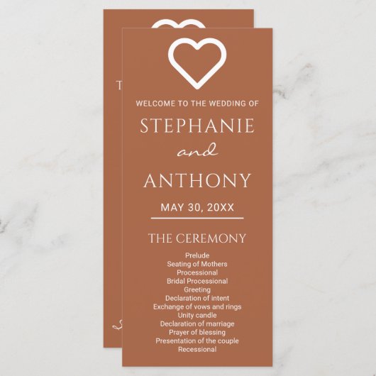 ミニマリストTerracottaとホワイトハート結婚ズ プログラム (正面/裏面)