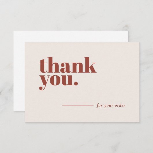 ミニマリストTerracottaビジネス文房具顧客 サンキューカード (正面/裏面)