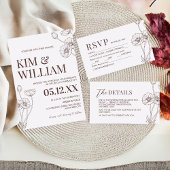 ミニマリストTerracottaボホ結婚ズ 招待状