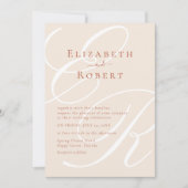 ミニマリストTerracottaモノグラム&フォト結婚ズ 招待状 (正面)