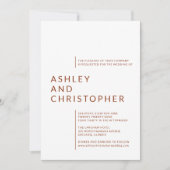 ミニマリストTerracotta孤立した名前結婚写真 招待状 (正面)