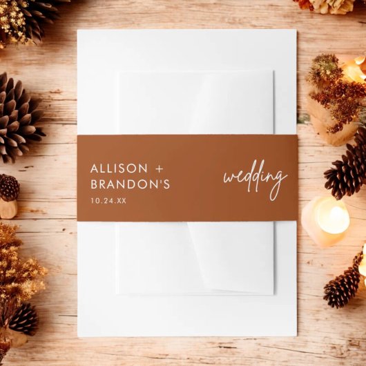 ミニマリストTerracotta焼きオレンジ結婚の名前I 招待状ベリーバンド