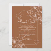 ミニマリストterracotta boho燃えたオレンジ結婚ズ サンキューカード (正面)