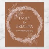 ミニマリストterracotta boho燃えたオレンジ結婚ズ ワインラベル (シングルラベル)