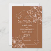 ミニマリストterracotta boho燃えたオレンジ結婚ズ 招待状 (正面)