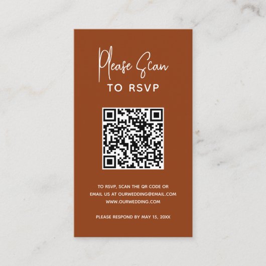 ミニマリストTerracotta QRコードモダン結婚s エンクロージャーカード (正面)