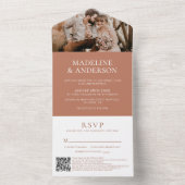 ミニマリストTerracotta RSVP QRコードフォト結婚ズ オールインワン招待状 (内側)