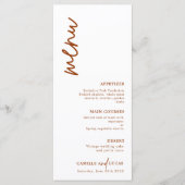 ミニマリストTerracotta Rust結婚のメニュー メニュー (正面)