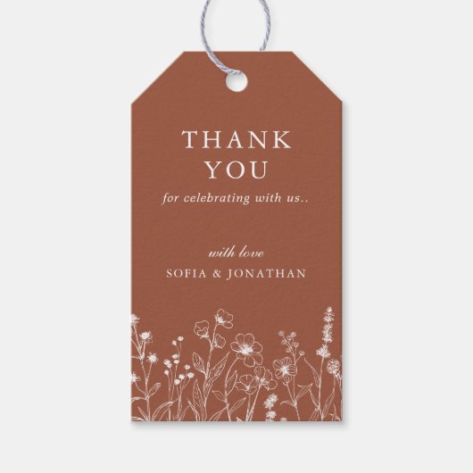 ミニマリストTerracotta Wildflower'結婚s Thank you ギフトタグ (正面)