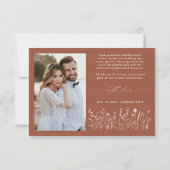 ミニマリストTerracotta Wildflower Photo 結婚's サンキューカード (裏面)