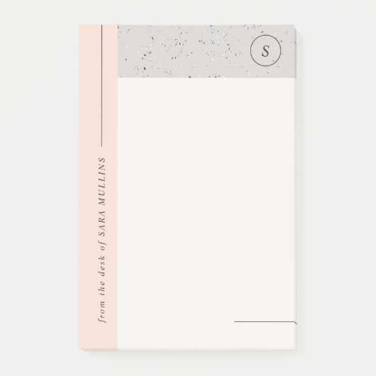 ミニマリストTerrazzo Monogram Post-Its – グレー ポストイット (正面)
