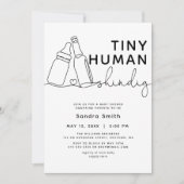 ミニマリストTiny Humanパーティー ベビーシャワー 招待状 (正面)