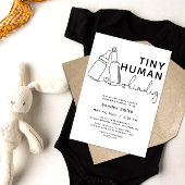 ミニマリストTiny Humanパーティー ベビーシャワー 招待状