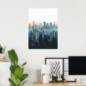 ミニマリストUrbanscape絵画の ポスター (ホームオフィス)