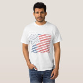 ミニマリストUSAフラグラインアート Tシャツ (正面フル)