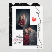 ミニマリストValentinesデイカップル2写真ハート シーズンカード (正面/裏面)