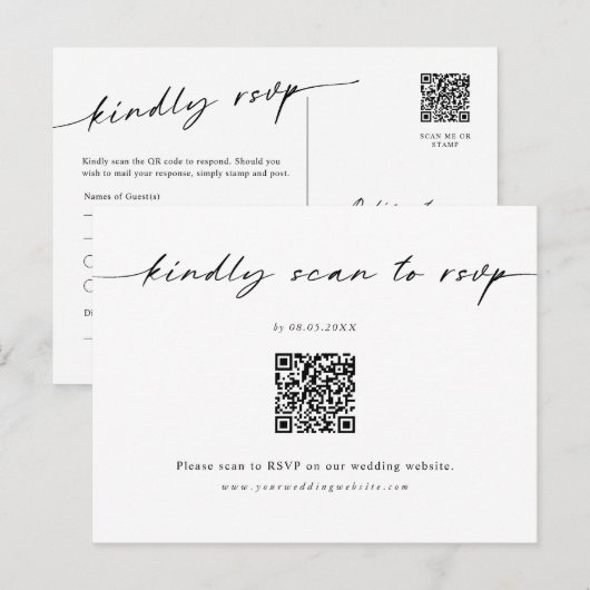ミニマリストWebサイトRSVPバーコードエンクロージャポストカード ポストカード (正面/裏面)