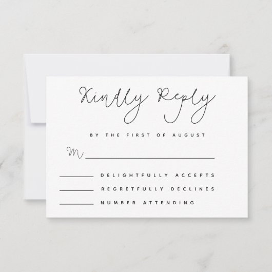 ミニマリストWhimsy手書きRSVPカード 出欠カード (正面)
