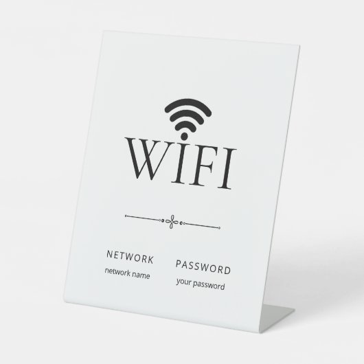 ミニマリストWiFiネットワークパスワードサイン 台座サイン (正面)