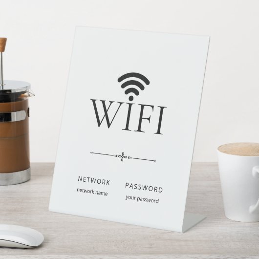 ミニマリストWiFiネットワークパスワードサイン 台座サイン (インサイチュ)