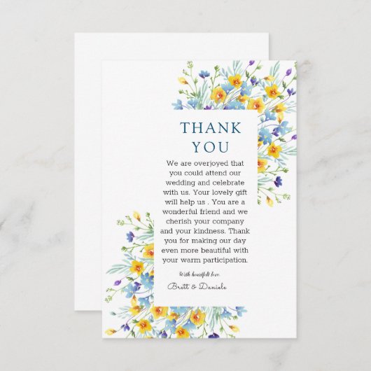 ミニマリストWildflowersありがとうテンプレート サンキューカード (正面/裏面)
